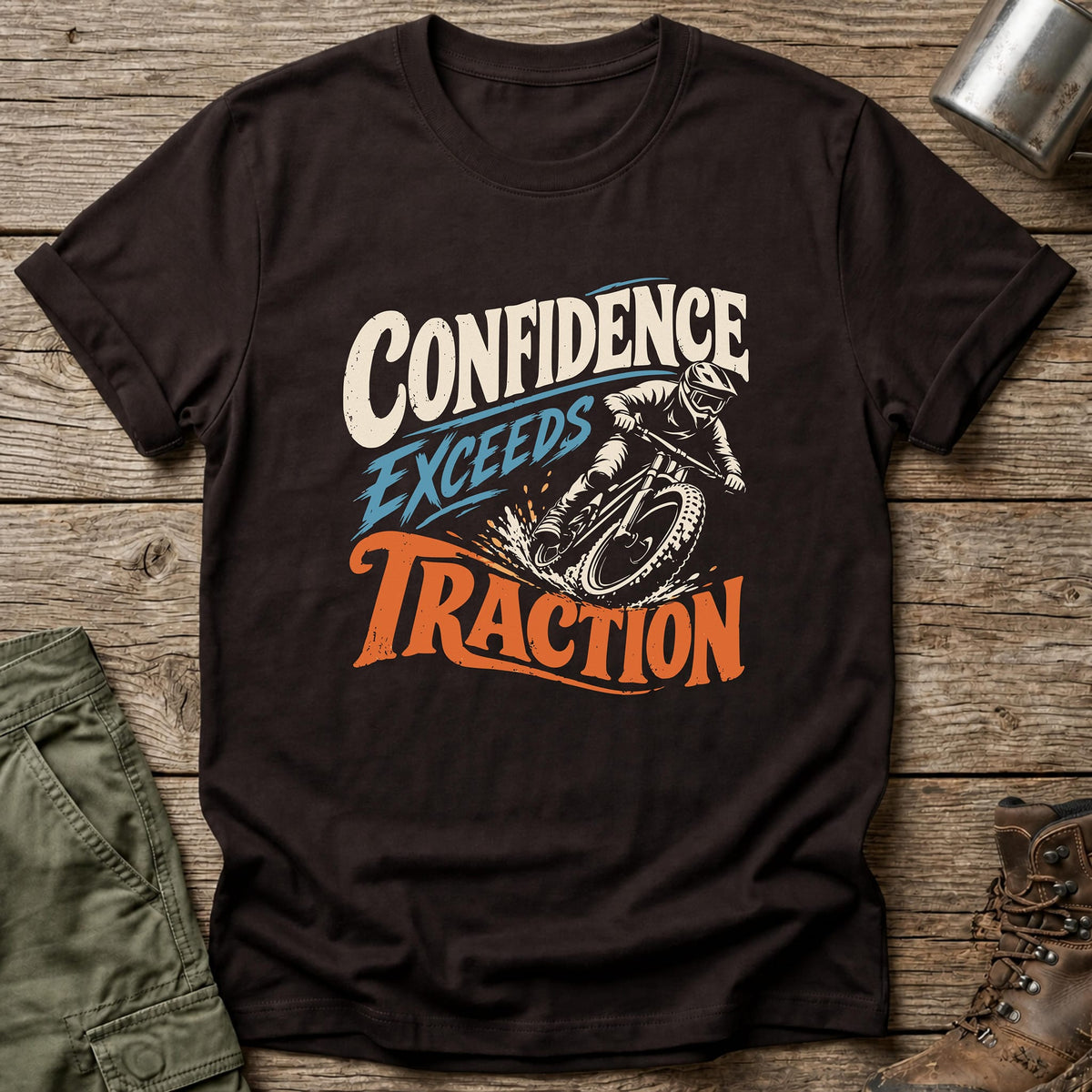Confidence Exceeds Traction T-Shirt - One Day Wry