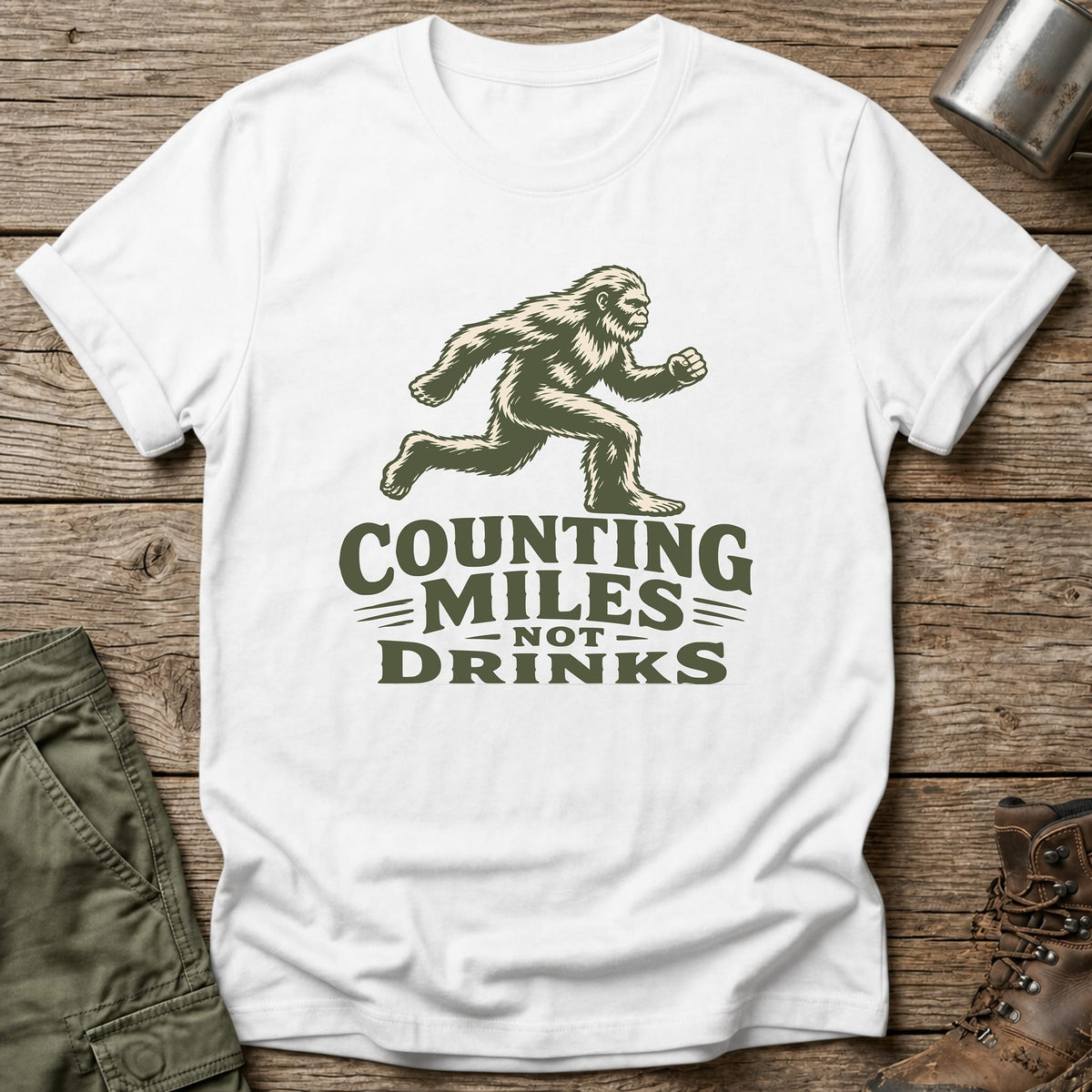 Counting Miles Not Drinks T-Shirt - One Day Wry