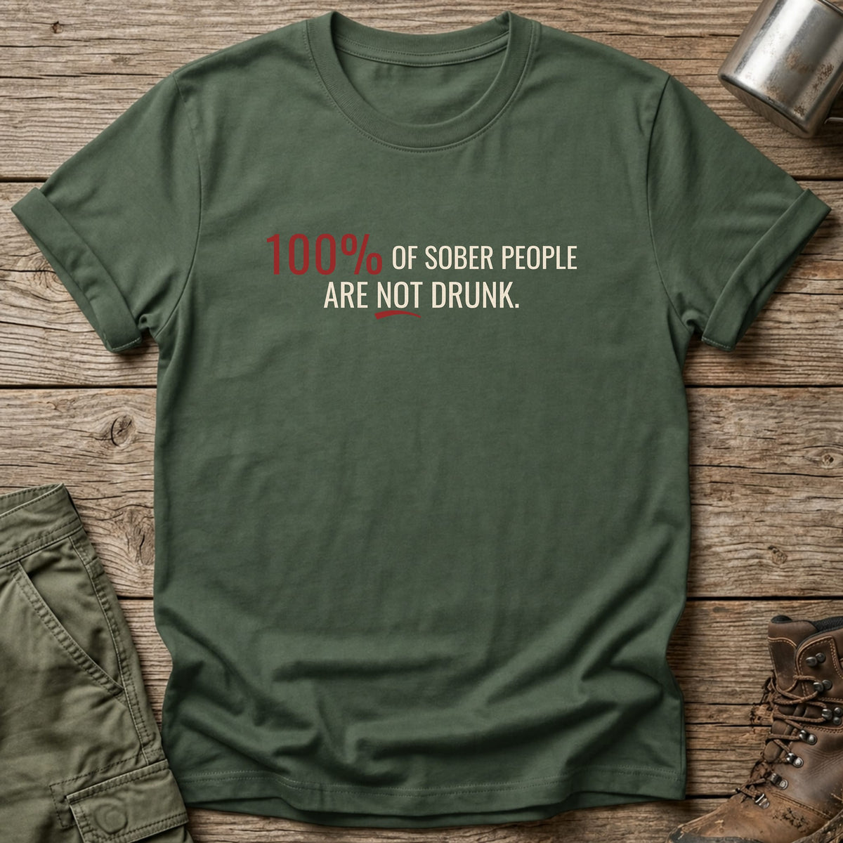 100% Of Sober People T-Shirt - One Day Wry
